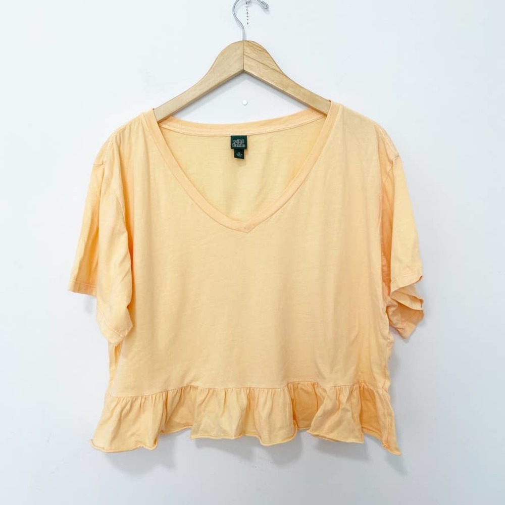 Wild Fable Orange Ruffle Short Sleeve Top Size XL